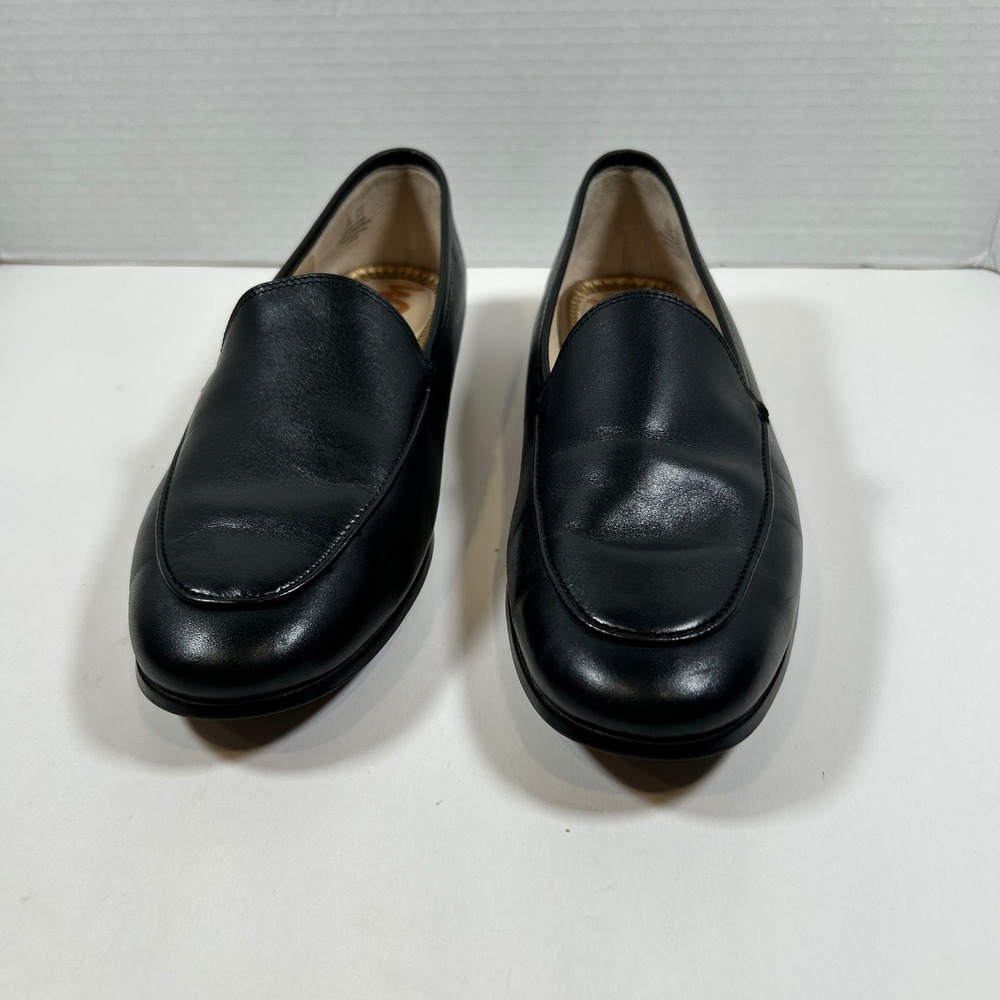 Sam Edelman Loafers Womens 6.5 Leon Black Leather Almond Toe Flats Slip On - Picture 2 of 8